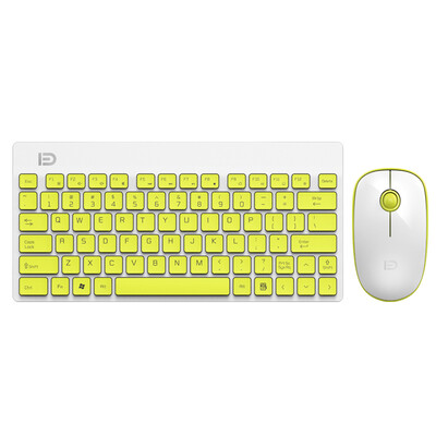 

Fu De 1500 wireless mouse and keyboard office set notebook desktop computer external mini keyboard silent wireless mouse white green