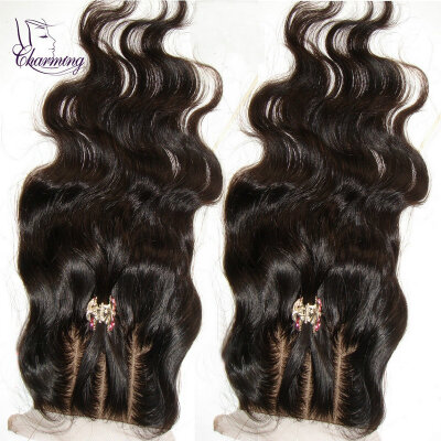 

Brazilian Body Wave Silk Base 3 Part Lace Closure Bleached Knots 3.5x4 Lace Front Closure Charming Virgin Human Hair Closures