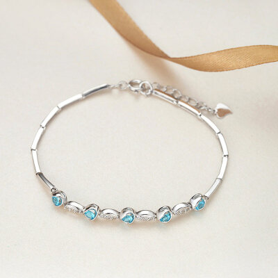 

Po margin s925 silver bracelet female models blue chain fashion couple birthday bracelet