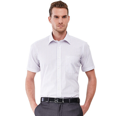 

Джентльмен Добродетель Бизнес джентльмен вертикальный полосатый мужской короткий рукав против морщин рубашка C325S12M синие фиолетовые полосы 40