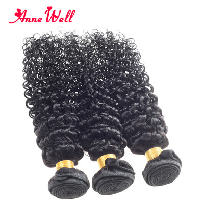 

Anne Well Hair Indian Kinky Curly Virgin Hair Weave 8-26 inch 3 Bundles Unprocessed Human Hair Extensions Natural Black Color