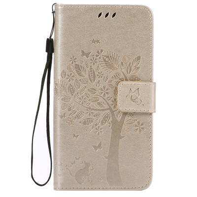 

Gold Tree Design PU Leather Flip Cover Wallet Card Holder Case for SONY Z3