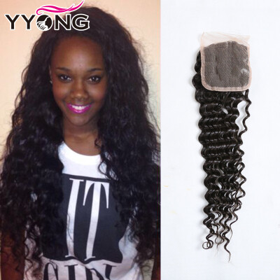 

8A Grade Peruvian Hair Deep Wave Lace Closure Peruvian Wave Virgin Hair 4X4 Swiss Lace Size YYONG Hair Products Free Shipping