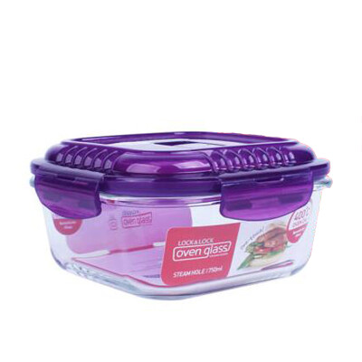 

Lokchu buckle will breathe crisper box breathable glass lunch box increase type lunch box microwave oven glass bowl sealed storage box LLG224V purple 750ML