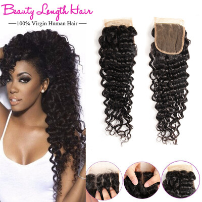 

brazilian virgin hair closure deep wave braziian human hair lace closure cheap 4*4 lace closure beauty length hair