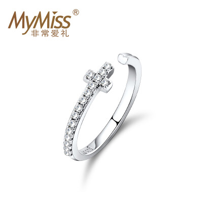 

Mymiss creative cross couple ring live mouth 925 silver plated platinum men and women couple to ring the Lord You love female models