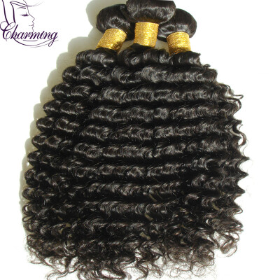 

Wholesale Unprocessed Malaysian Human Hair Weaves Deep Curly Hair Extensions 10"-28" Natural Color Free Shipping Hair Bundles