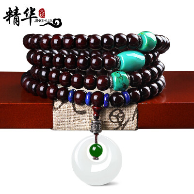 

The essence of 108 barrel beads lobular red sandalwood with and Tian Yuping deduction creative text play Buddha beads hand string jade margin 7 * 9mm essence with certificate