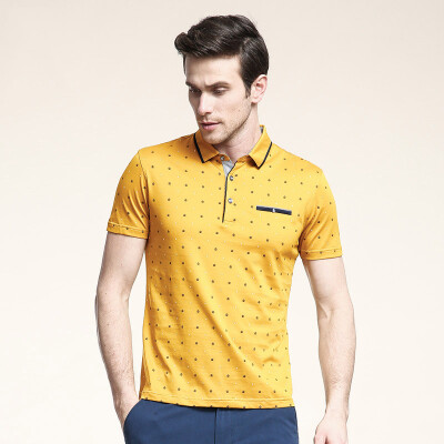 

Camel (CAMEL) Men's summer micro-elastic lapel cotton business casual short-sleeved T-shirt men's X6B265346 soil yellow