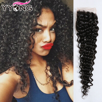 

Peruvian Kinky Curly Closure Free Middle 3 Part Lace Closure Kinky Curly Virgin Hair Lace Closure Bleached Knots Free Shipping