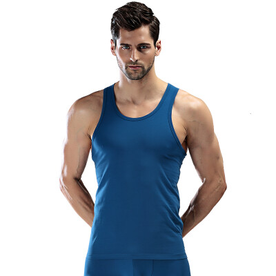 

MEXICAN men's Lycra cotton solid-color sports vest with round collar