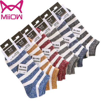 

[Jingdong supermarket] cat people (MiiOW) [6 pairs] men socks boat socks male summer cotton stripes stealth socks casual sports shallow mouth socks men socks