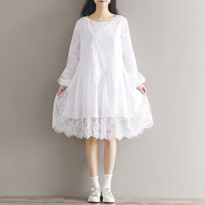 

CITYPLUS Sen female art wind large size loose lace dress CWQZ172258 white