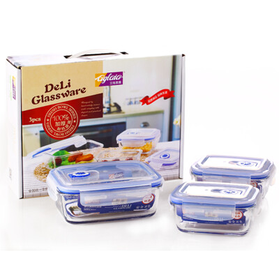 

【Jingdong Supermarket】 Aglaiya Aglaia heat-resistant tempered glass crisper lunch box three-piece microwave oven oven lunch round 680ml * 1 + 420ml * 2 gift box