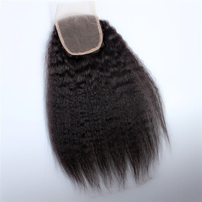 

Favor Hair Brazilian Virgin Kinky Straight Human Hair Closures 4x4 Inch Lace Closures For Black Women