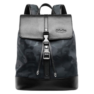 

CallagHan shoulder bag male backpack waterproof leather fashion Korean version of camouflage large-capacity travel casual buckle bag KM6161041 camouflage blue with black