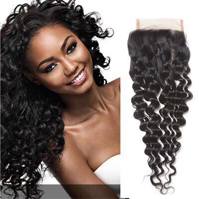 

beauty length India virgin hair closure deep wave India human hair lace closure cheap 44 lace closure
