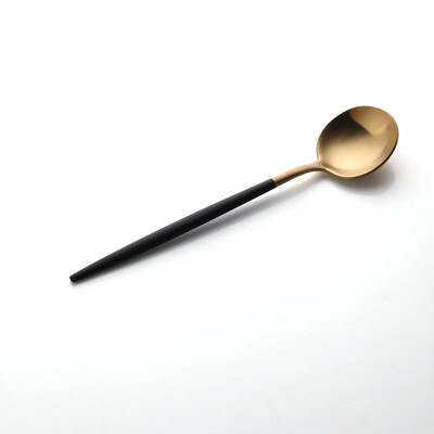 

Sunshine Flying Song 304 Stainless Steel Spoon Hotel Supplies Western Tableware Main Menu Spoon Black Gold Single Pack