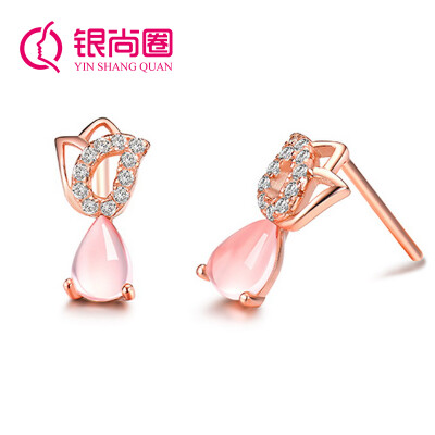 

Silver Shanghuan s925 silver-studded Hibiscus earrings silver earrings female