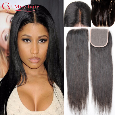 

Brazilian Virgin Hair Straight Closure Natural Colour Hair Pieces Lace Closure 4"x4" Middle Part Lace Top Closure Bleached Knots
