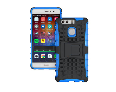 

Huawei P9 CaseGangxun Heavy Duty Armor Dual Layer Rugged Hybrid Hard Shockproof Case with Kickstand for Huawei P9 Cover (blue