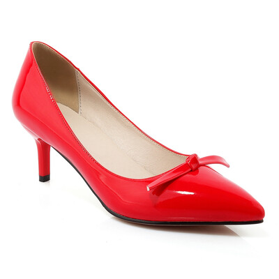 

WETKISS Big Size 32-43 New Style Womens Shoes Solid Pointed toe Women Pumps Bow Shoes High Thin Heeled Pumps Boat Shoes Women