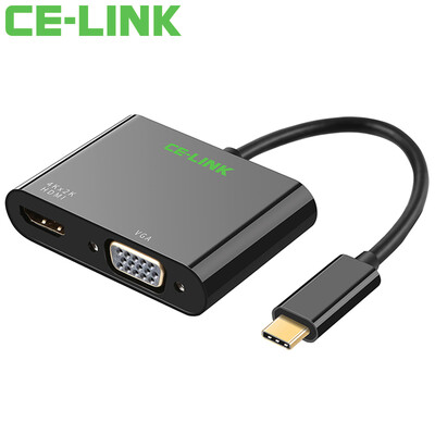 

CE-LINK Type-C adapter USB-C to HDMI VGA combo adapter adapter Apple Mac adapter accessories computer with video projection support 4K black 3287