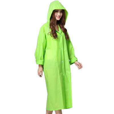 

Gagarin outdoor fashion EVA translucent scrub sense of adult raincoats poncho male ladies long section with cap JH01 green M