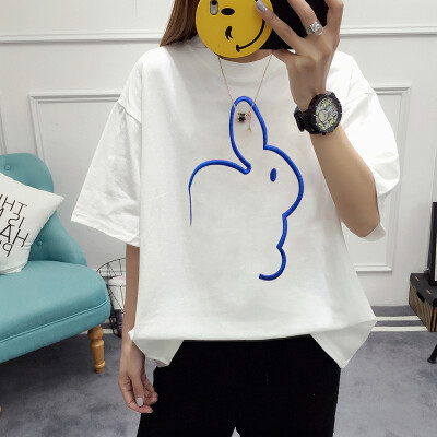 

VIVAHEART Korean T-shirt embroidered pattern short-sleeved T-shirt female VWTD174232 white