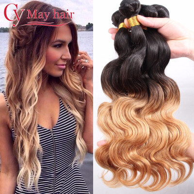 

Brazilian Ombre Hair Extensions Colored 1B 27 Blonde Ombre Body Wave Two Tone Virgin Human Hair Weave 3 Bundles