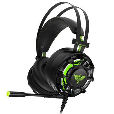 

Hero Alliance Twilight Eye Game Headset with wheat game headset headset 71 surround solid vibration light-emitting computer headset with microphone microphone USB cable black green