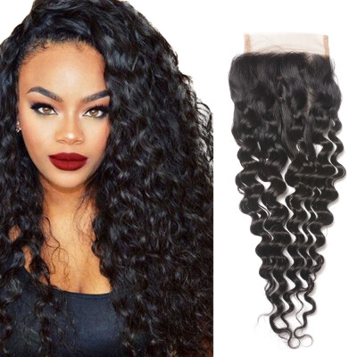 

beauty length brazilian virgin hair closure deep wave braziian human hair lace closure cheap 44 lace closure