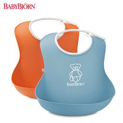 

Sweden BABYBJORN Soft Bib anti-debris children mouth blue&green orange 2 only installed more than 4 months origin of Sweden