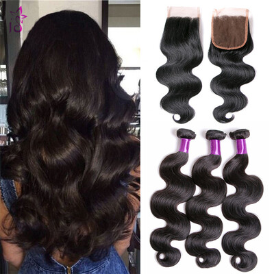

grade 7A malaysian virgin hair with lace closure 4 bundle deals body wave with closure malaysian body wave hair aliexpress uk