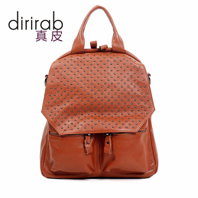 

Dirirab Genuine Leather backpack handbag 2017 new casual three shoulder bag shoulder bag diagonal package leather travel bag