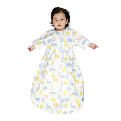 

【Jingdong Supermarket】 Mi Le fish 2 integrated baby sleeping bag anti-kick was removable sleeve single layer sleeping bag (animal park) blue 80cm