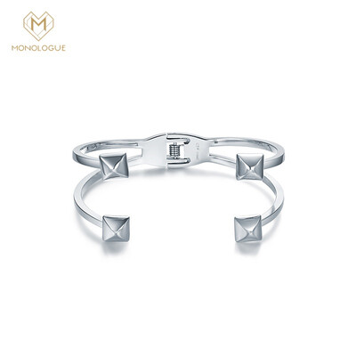 

MONOLOGUE presumptuous elastic mouth X-shaped rivet steel bracelet silver white ME73 5.4cm
