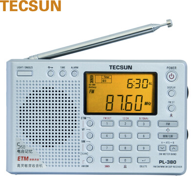 

Tecsun PL-380 elderly semiconductor digital display full-band radio campus radio four or six hearing test college entrance examination radio silver