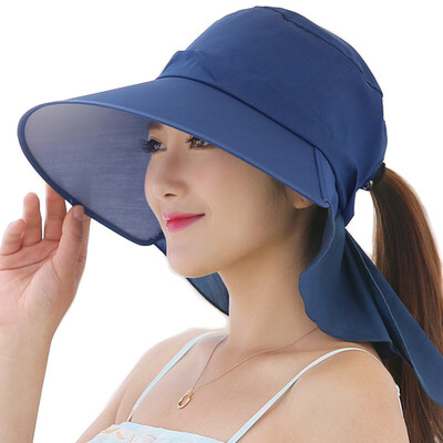 

Jingdong supermarket luxury field Sheye ZYM0032zangqing hat female summer Korean version of the sun hat women&39s neck protection hood big along the ride sun hat navy