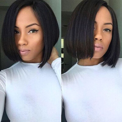 

Silky straight Glueless lace front bob wigs brazilian human hair short bob lace front human hair wigs with baby hair