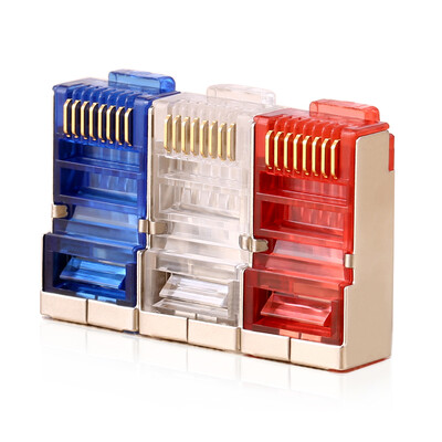 

AMPC AMCOM AMCAT6B050 BU shielded crystal head six types of Gigabit 50U gold-plated RJ45 network copper CAT6 Gigabit Ethernet connector connector blue 50