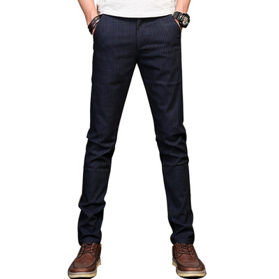 

GLO-STORY Casual Pants Men's Stripes Casual Pants Simple Wind Fashion Pants Men's LXK71096 Blue 34