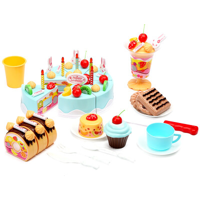 

Mother&child babamama children&39s birthday cake home kitchen toys simulation children&39s puzzle 1-3 years old baby gift set B1005 blue