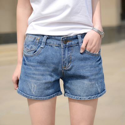 

VIVAHEART Women 's Fashionable Curved Casual Denim Shorts VS16618 Dark Blue 29