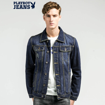

Playboy (PLAYBOYJEANS) Men's outdoor leisure personality denim jacket Jack male 13AWPB03M001 Promise Black XL