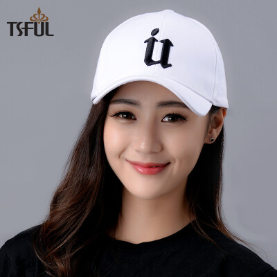 

Tsful AL168YSM cap female summer baseball cap Korean version of the cap fashion visor tide models wild letters embroidery hat outdoor sports cap white