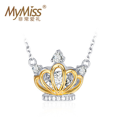 

Mymiss crowned crown inlaid Swarovski Zircon 120 Facial Silver Pendant Crown Necklace