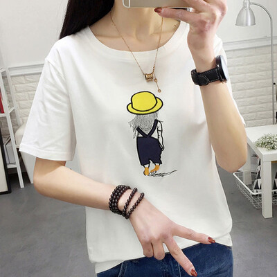 

VIVAHEART Korean T-shirt embroidery pattern short-sleeved T-shirt female VWTD174233 white L