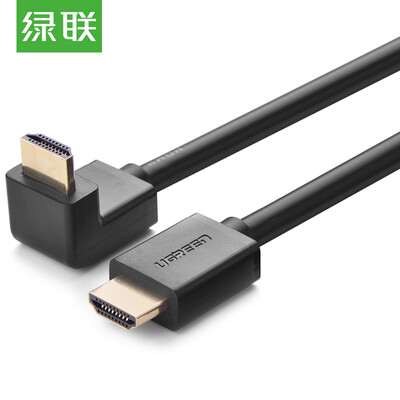 

Green UGREEN HDMI cable 4K 3D digital high-definition line version 20 90 degrees elbow interface side of the big computer connection TV projector line 2 meters black 10173