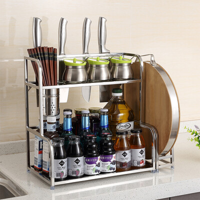 

Ai heart is still kitchen racks storage rack stainless steel 201 upgrade models two trapezoidal knife racks 2040S with chopsticks cage 2 hooks chopping board rack